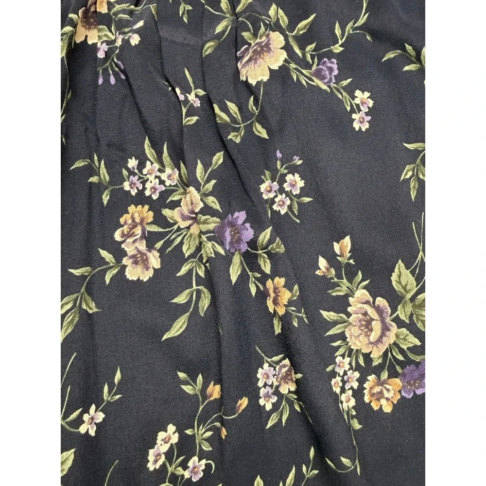 Jaclyn Smith 12 Midi Skirt Vintage Cottagecore Rayon Floral Pleated Front